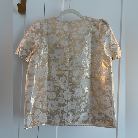 J. Crew Factory Puff Sleeve Gold Top - Picture 2 of 3